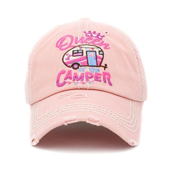 2/$30 Light Pink Queen of the Camper Baseball Hat - Picture 1 of 7